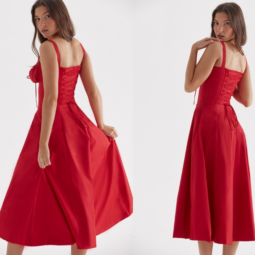 House of CB ‘Carmen’ Red Rose Bustier Sundress NWT - Picture 7 of 15